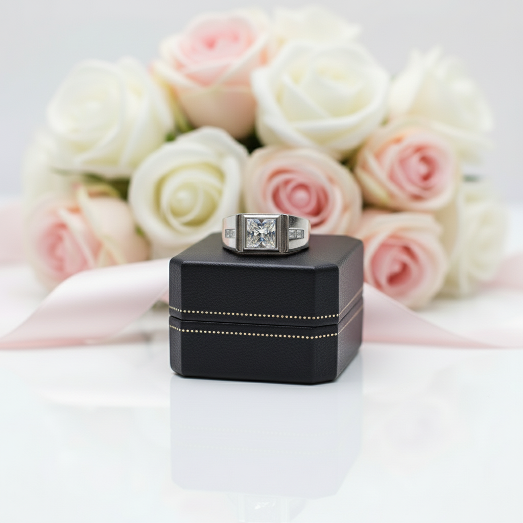 Round Diamond Luxury Noble Engagement Ring for Men-Black Diamonds New York