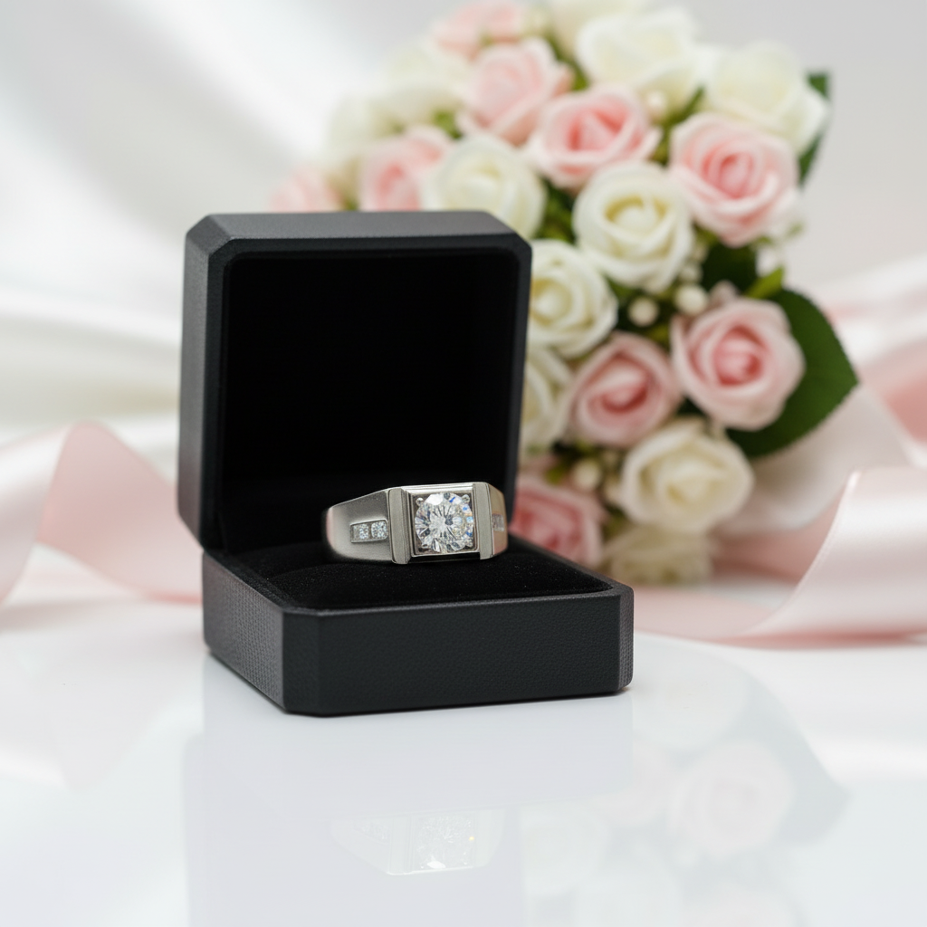 Round Diamond Option Luxury Noble Engagement Ring for Men-Black Diamonds New York