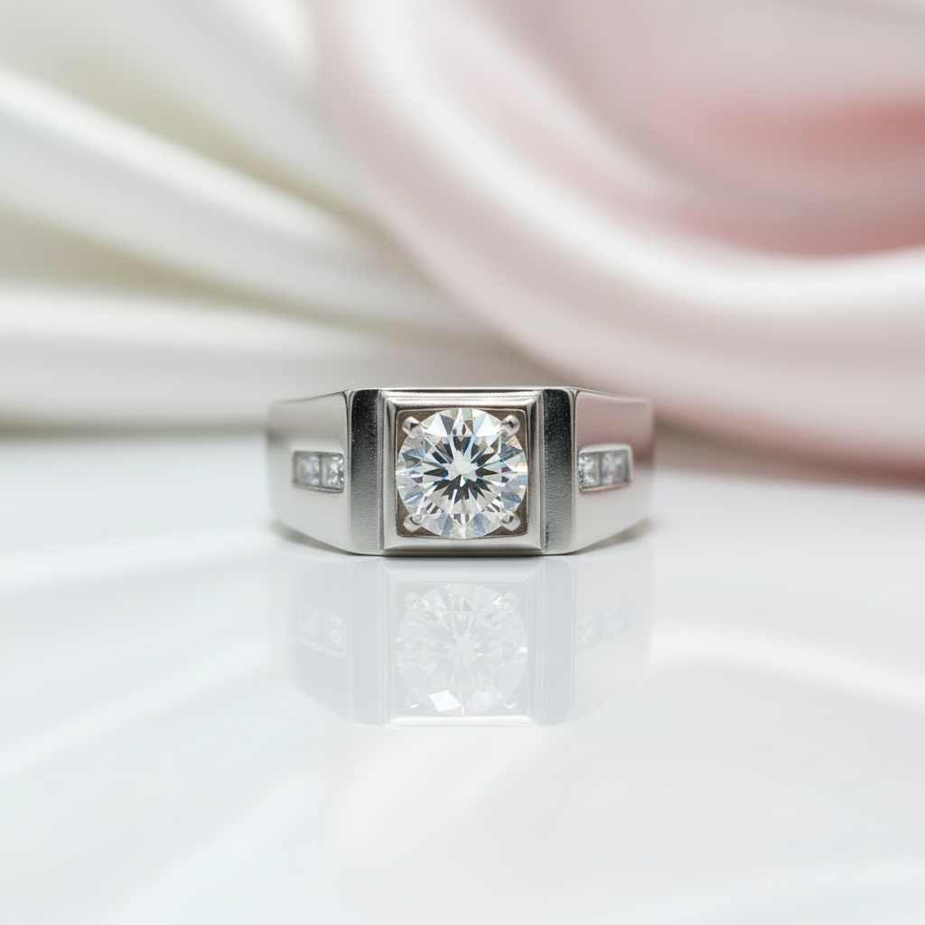 Round Diamond Option Luxury Noble Engagement Ring for Men-Black Diamonds New York