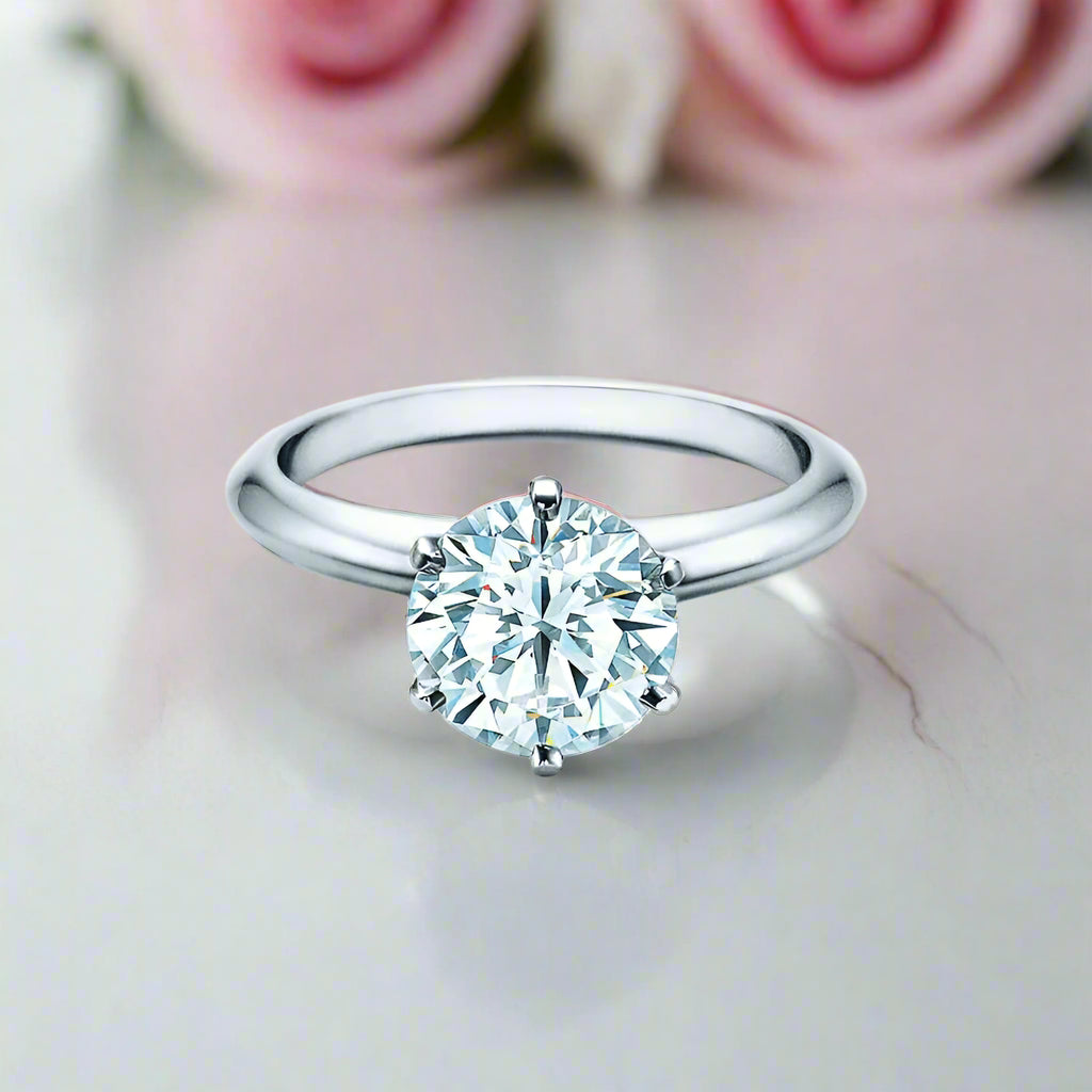 Classic Six Prong Solitaire Diamond Ring-Black Diamonds New York