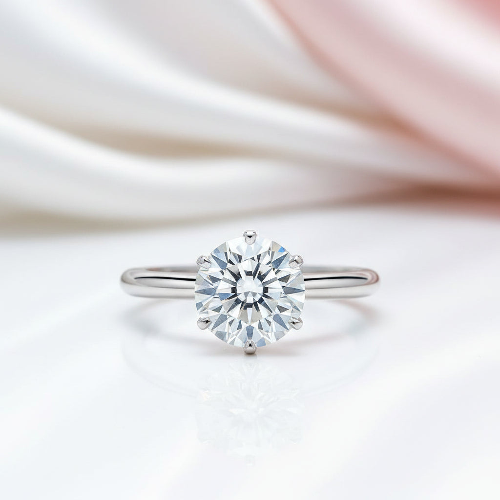 Classic Six Prong Solitaire Diamond Option Ring-Black Diamonds New York