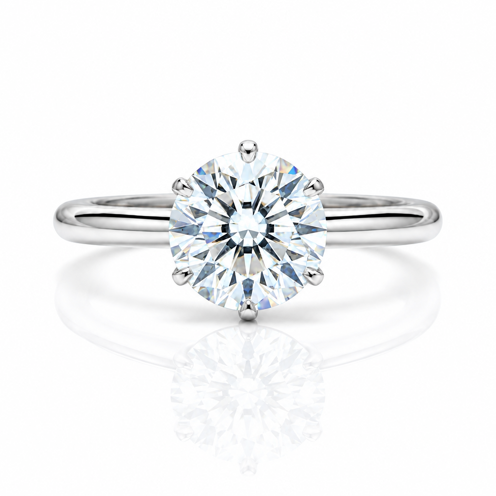 Classic Six Prong Solitaire Diamond Option Ring-Black Diamonds New York