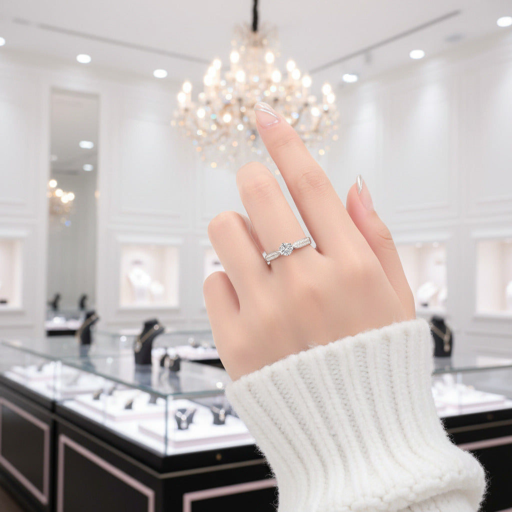 Six Prong Starry Sky Double Row Broken Diamond Option Ring-Black Diamonds New York