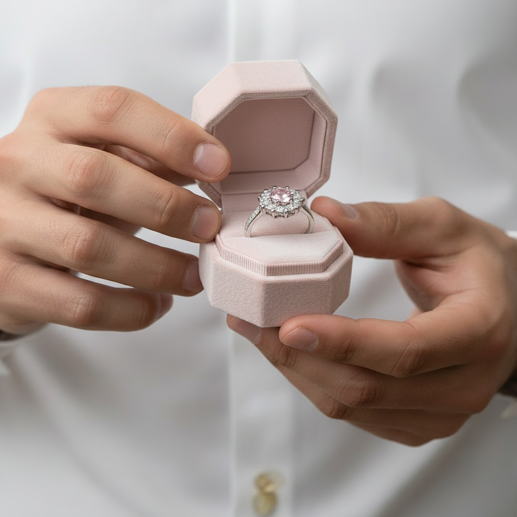 1.0 Ct Fancy Pink Diamond Option Snowflake Anniversary Ring-Black Diamonds New York