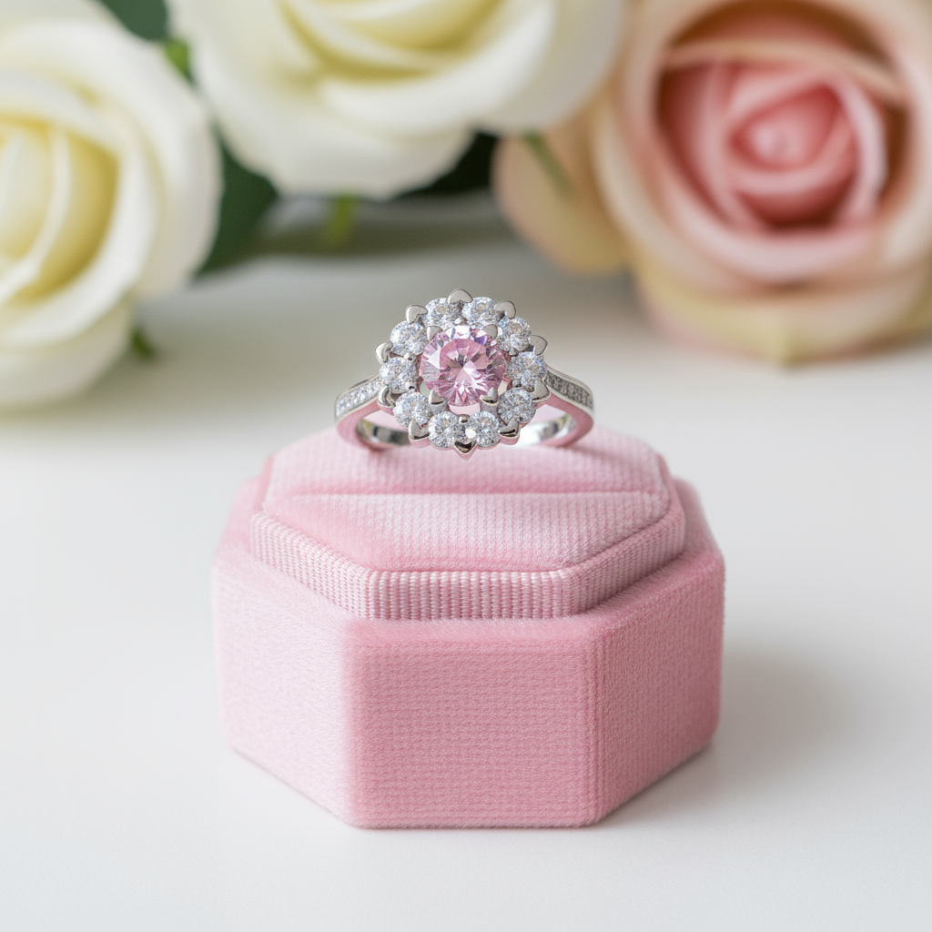 1.0 Ct Fancy Pink Diamond Option Snowflake Anniversary Ring-Black Diamonds New York