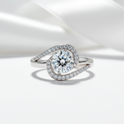 1.25 Ct Round Diamond Option Twist Curl Engagement Ring-Black Diamonds New York