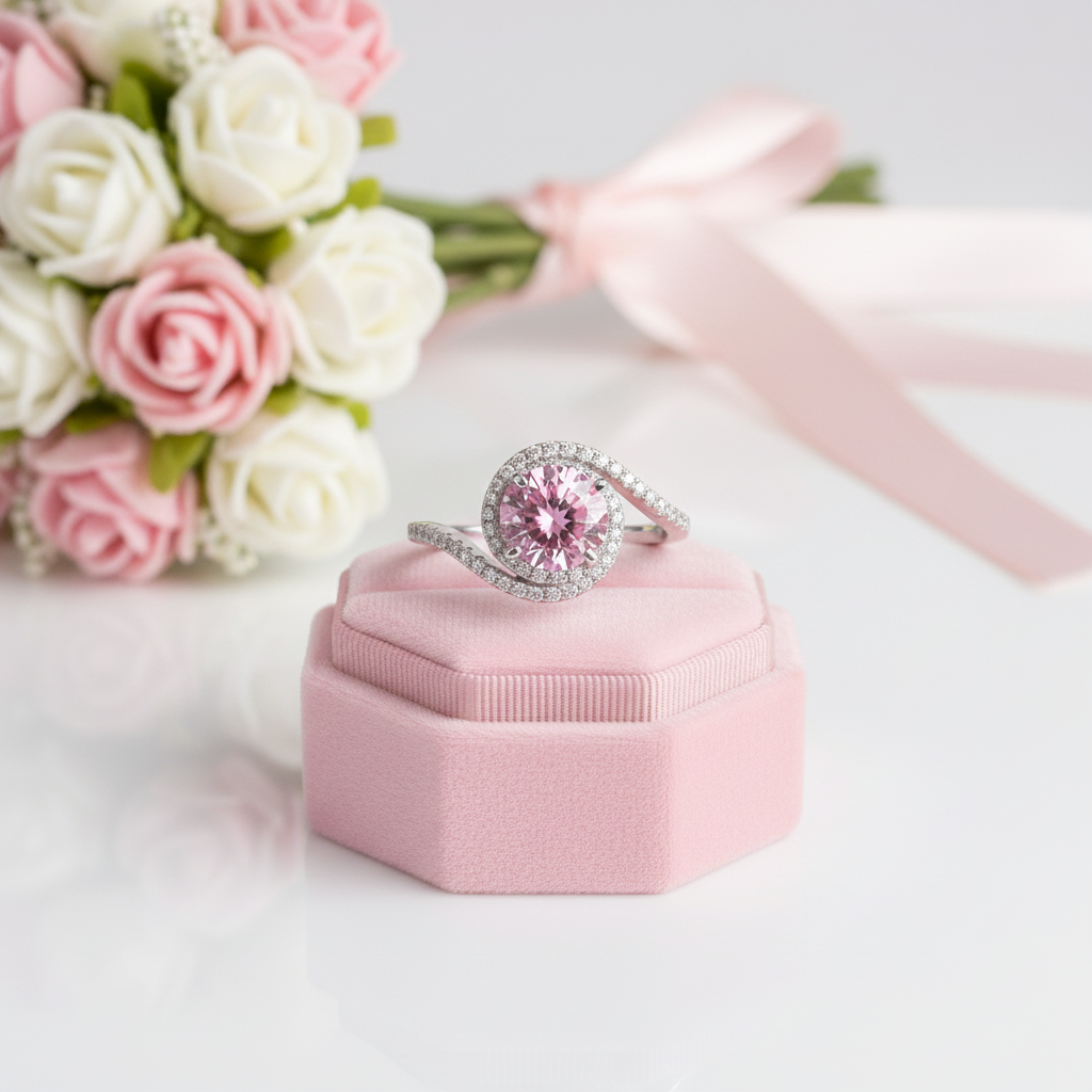 2.0 Ct Pink Diamond Option Twist Curl Engagement Ring-Black Diamonds New York