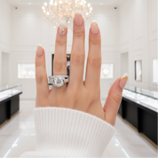 Luxury Round Diamond Option Vintage Anniversary Ring Set-Black Diamonds New York