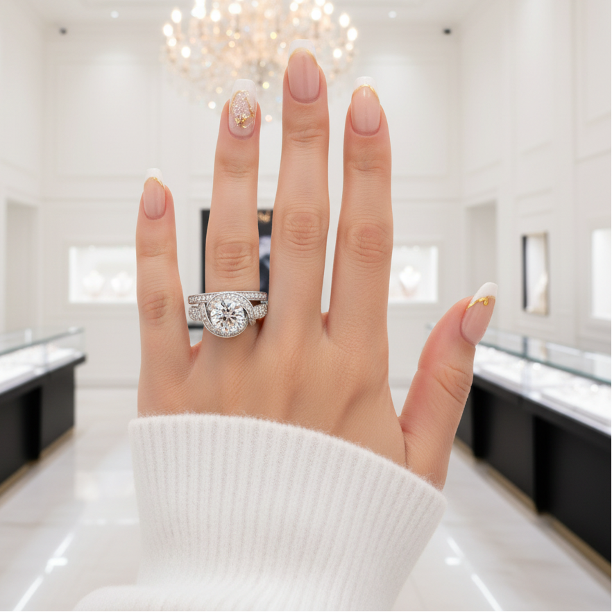 Luxury Round Diamond Option Vintage Anniversary Ring Set-Black Diamonds New York