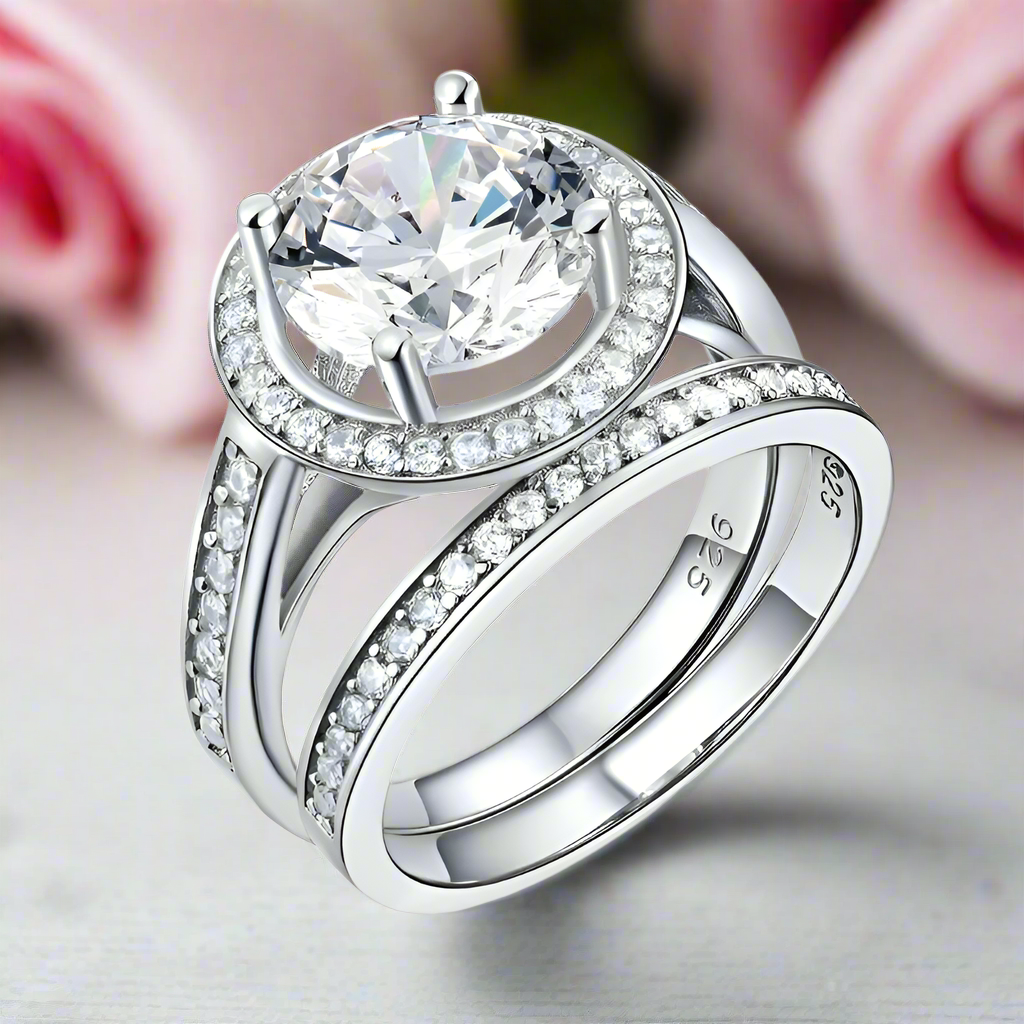 3.5 Ct Vintage Luxury Round Diamond Engagement Ring Set-Black Diamonds New York