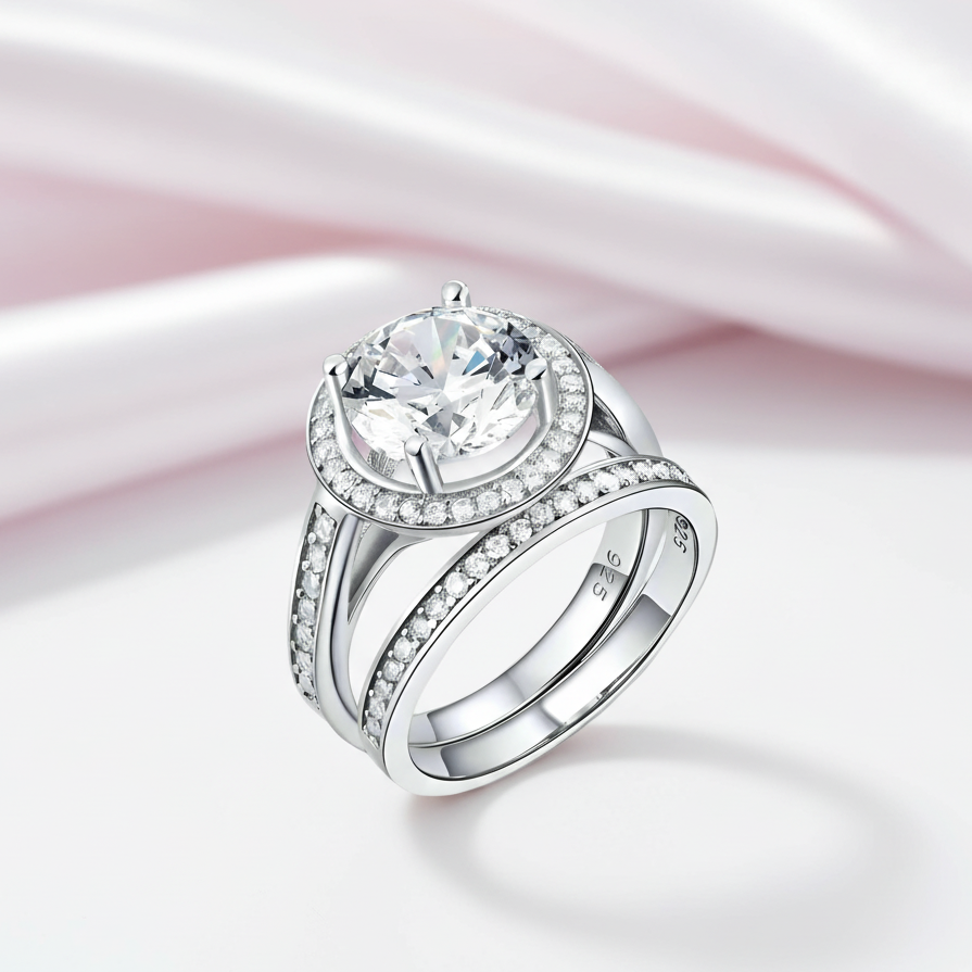 3.5 Ct Vintage Luxury Round Diamond Option Engagement Ring Set-Black Diamonds New York