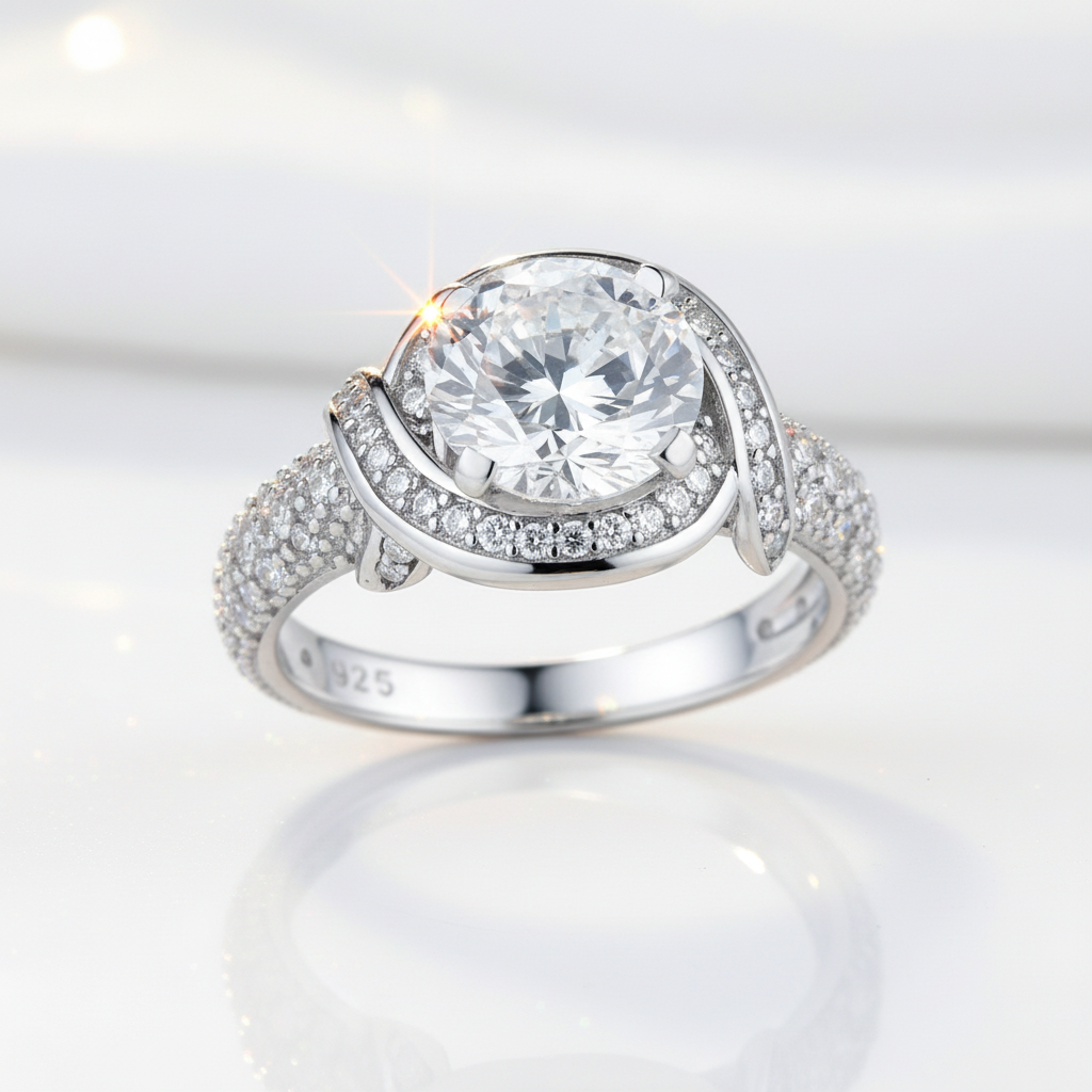 Round Diamond Option Vintage Option Art Deco Twisted Engagement Ring-Black Diamonds New York