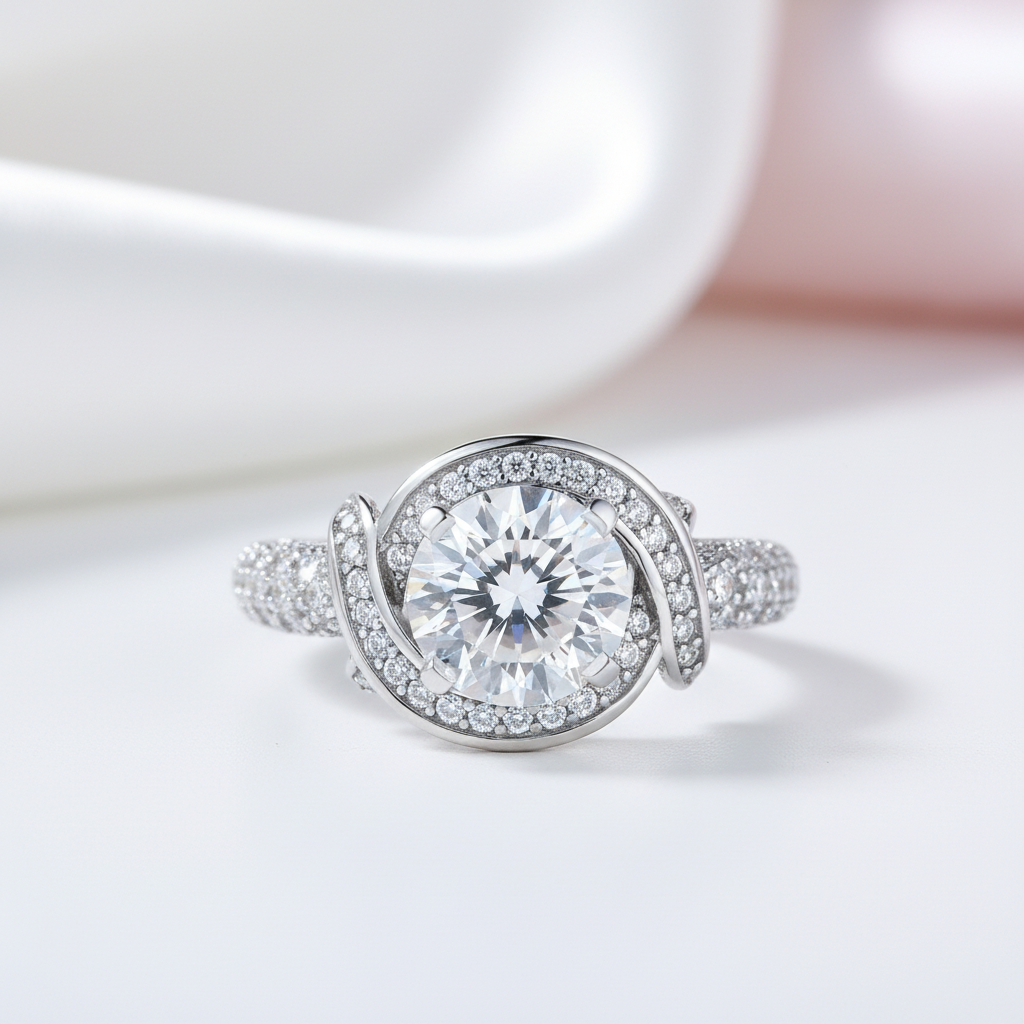 Round Diamond Option Vintage Option Art Deco Twisted Engagement Ring-Black Diamonds New York