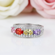 Multi-Gemstone Wedding Band-Black Diamonds New York