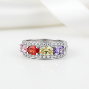 Multi-Gemstone Wedding Band-Black Diamonds New York
