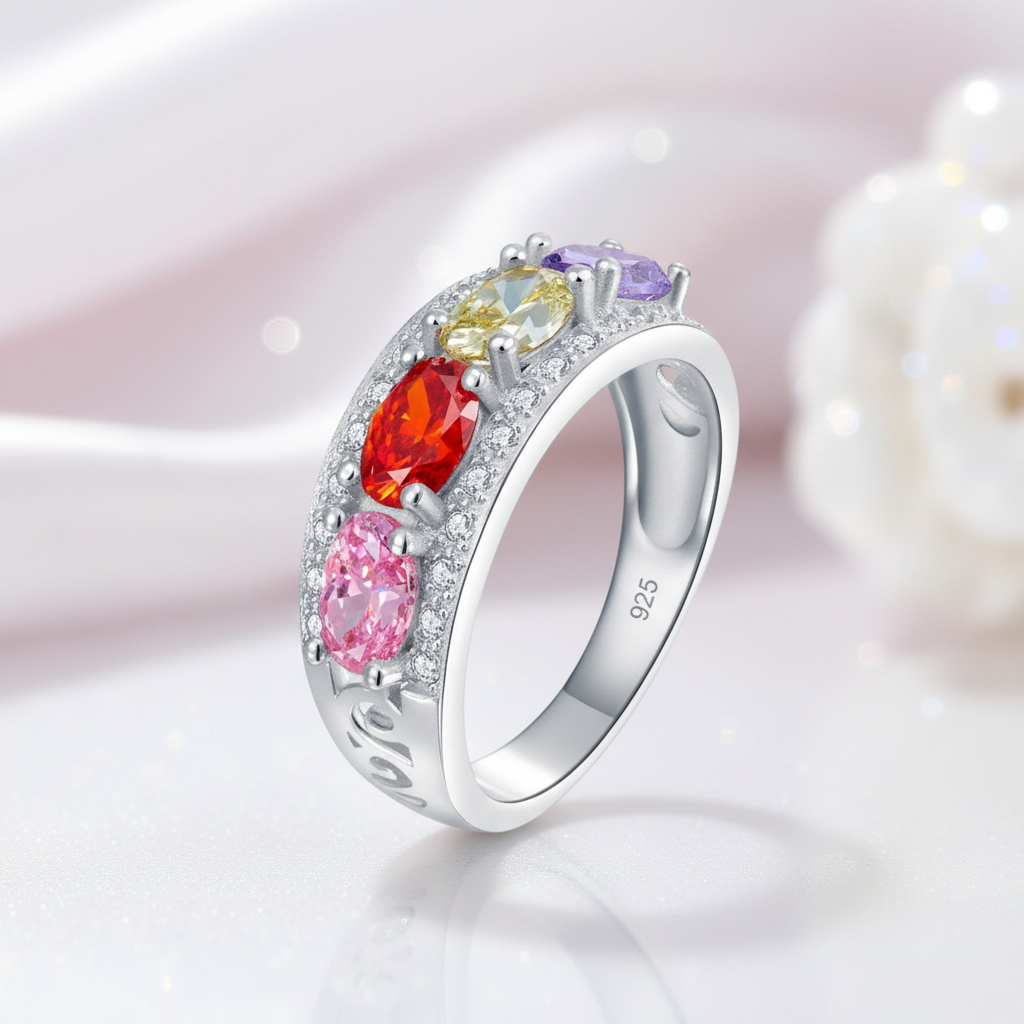 Multi-Gemstone Wedding Band-Black Diamonds New York
