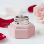 Round Diamond Double Band Wedding Ring-Black Diamonds New York