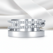 Round Diamond Option Double Band Wedding Ring-Black Diamonds New York