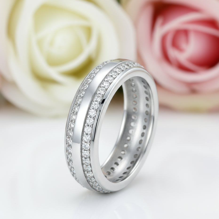 Double Row Pave Diamond Wedding Band-Black Diamonds New York