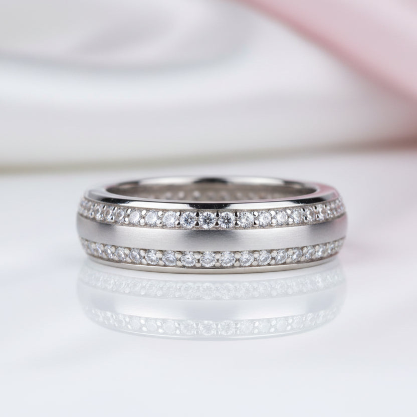 Double Row Pave Diamond Option Wedding Band-Black Diamonds New York