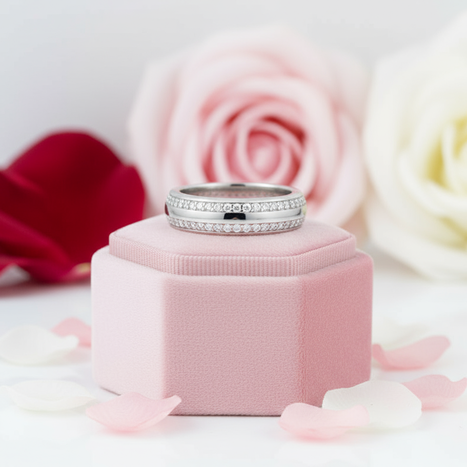 Double Row Pave Diamond Wedding Band-Black Diamonds New York