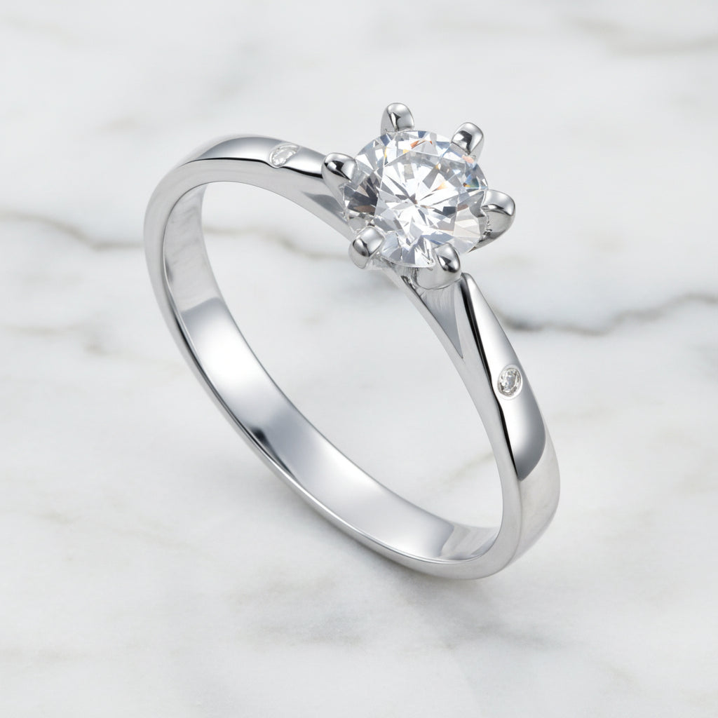 0.8 Ct Diamond Option 6-Prong Engagement Ring-Black Diamonds New York