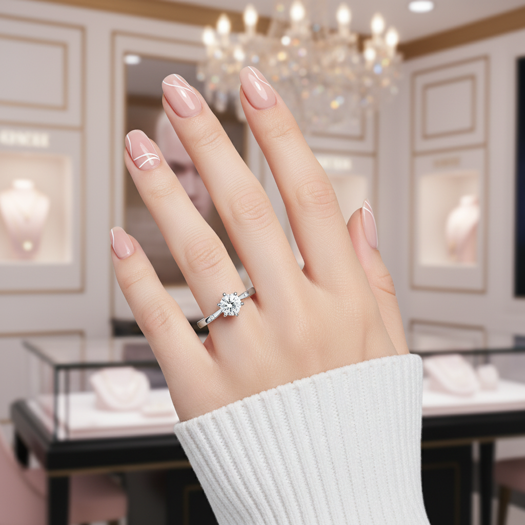 0.8 Ct Diamond Option 6-Prong Engagement Ring-Black Diamonds New York