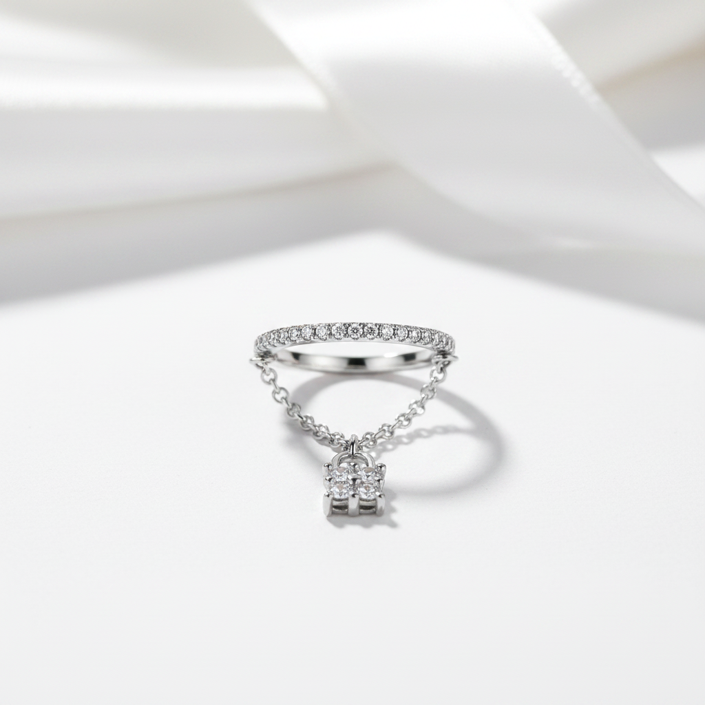 Eternity Round Diamond Option Women's Dangle Purse Ring-Black Diamonds New York