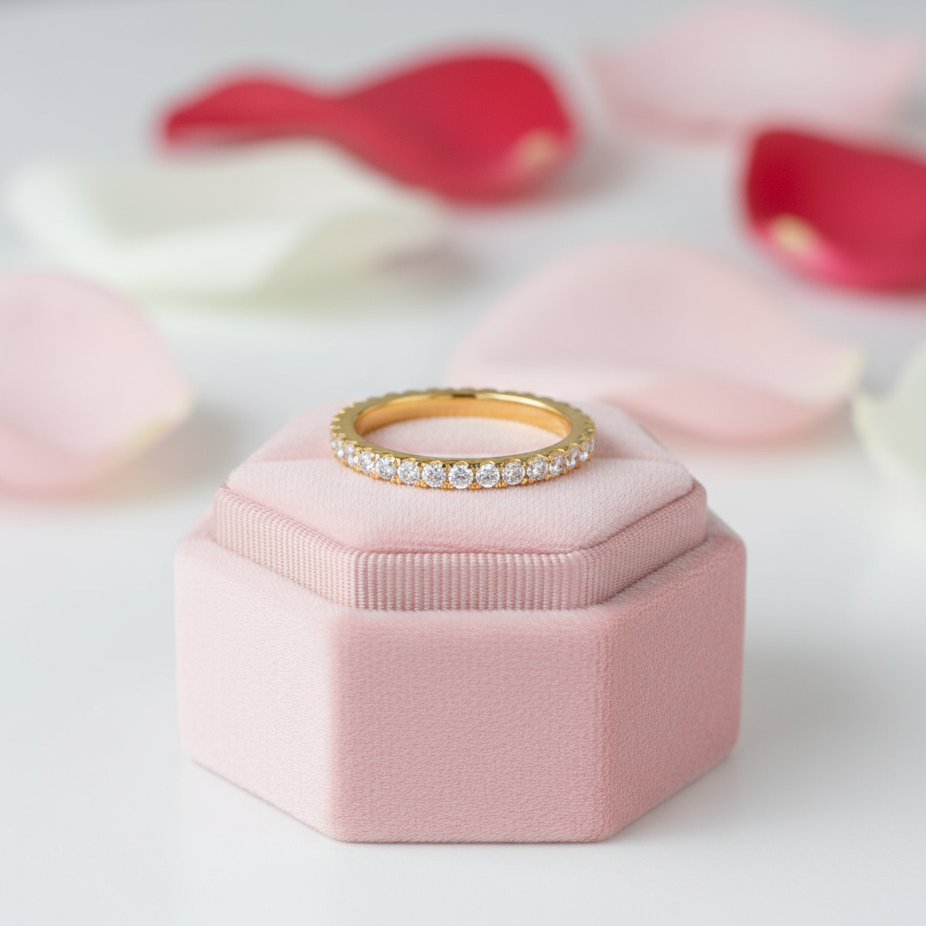 Round Diamond Full-Eternity Yellow Gold Infinity Band-Black Diamonds New York