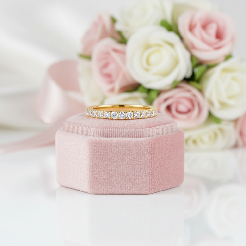 Round Diamond Option Full-Eternity Yellow Gold Infinity Band-Black Diamonds New York