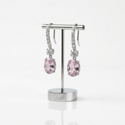 Created Pink Sapphire Oval Cut Women's Drop Earrings-Black Diamonds New York