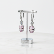 Created Pink Sapphire Oval Cut Women's Drop Earrings-Black Diamonds New York