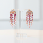 Created Pink Sapphire Ruby Ombre Raindrops Earrings-Black Diamonds New York