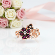 Ruby Diamond Option Rose Flower Jewelry Set-Black Diamonds New York