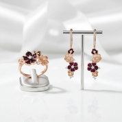 Ruby Diamond Option Rose Flower Jewelry Set-Black Diamonds New York