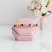 Blue Sapphire Diamond Adjustable Bolo Bracelet-Black Diamonds New York