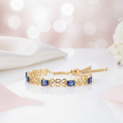 Blue Sapphire Diamond Adjustable Bolo Bracelet-Black Diamonds New York