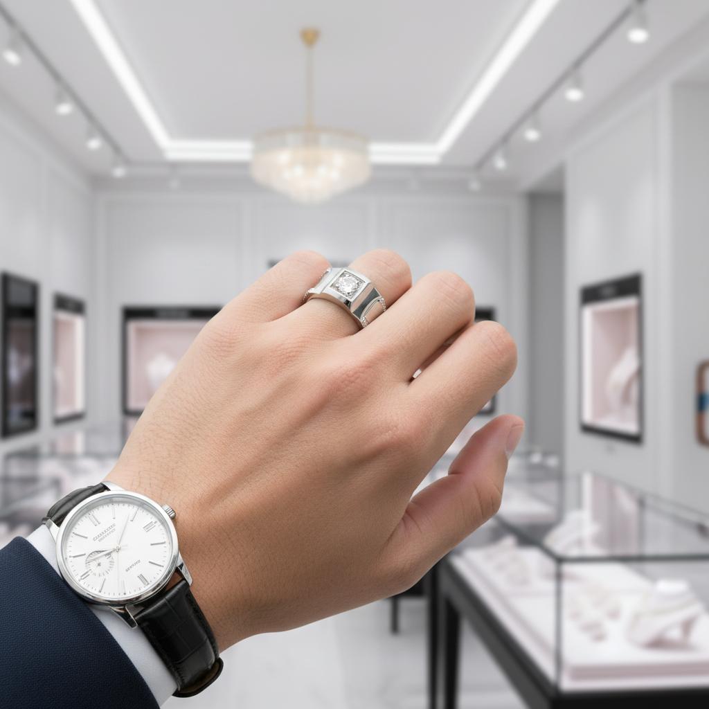 Created Sapphire Round Cut Men's Band-Black Diamonds New York