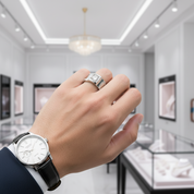 Created Sapphire Round Cut Men's Band-Black Diamonds New York