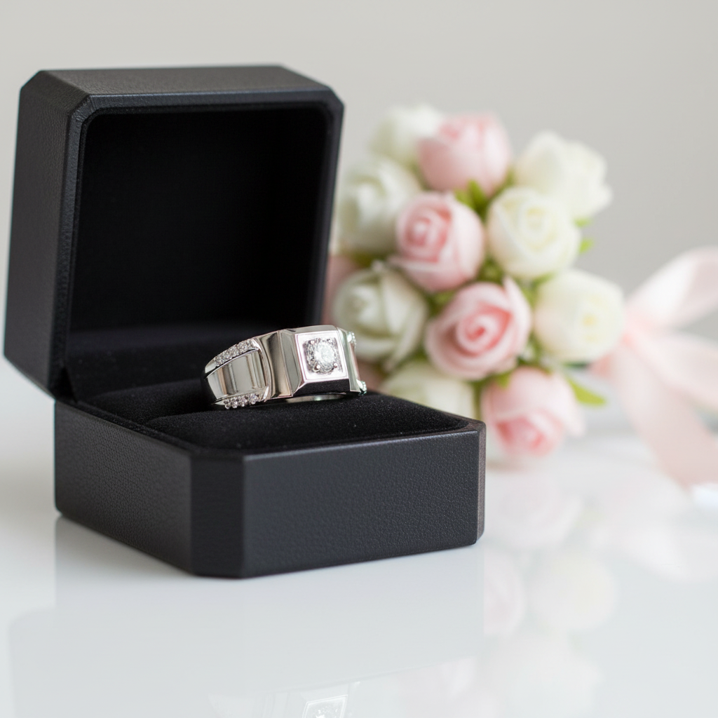 Created Sapphire Round Cut Men's Band-Black Diamonds New York