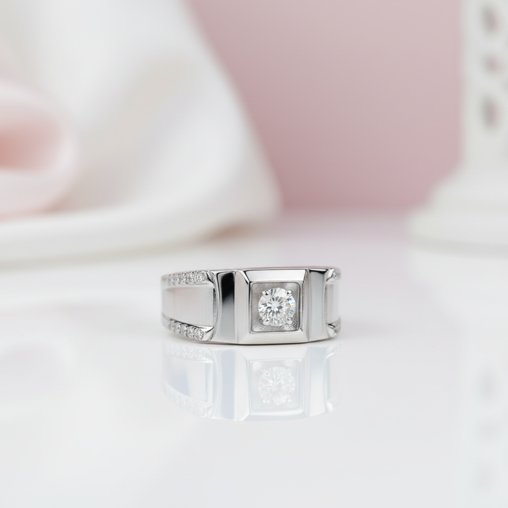 Created Sapphire Round Cut Men's Band-Black Diamonds New York