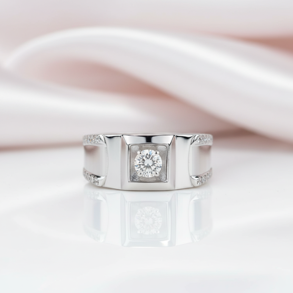 Created Sapphire Round Cut Men's Band-Black Diamonds New York