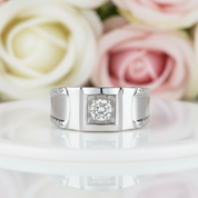 Created Sapphire Round Cut Men's Band-Black Diamonds New York