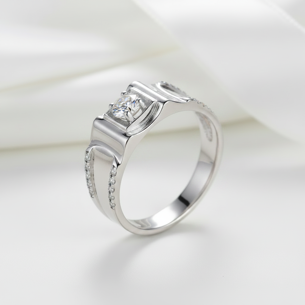 Created Sapphire Round Cut Men's Band-Black Diamonds New York