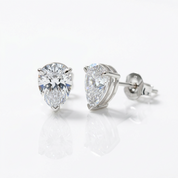White Sapphire Pear Cut Women's Stud Earrings-Black Diamonds New York