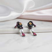 Creative Retro Skull Halloween Piercing Studs Earrings-Black Diamonds New York
