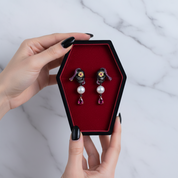Creative Retro Skull Halloween Piercing Studs Earrings-Black Diamonds New York