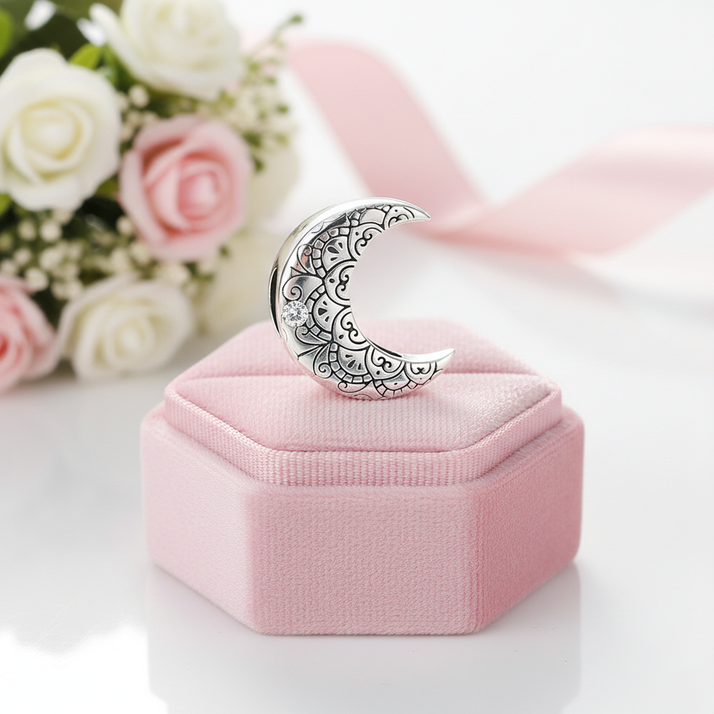 Crescent Moon & Vintage Vines Charm Beads-Black Diamonds New York