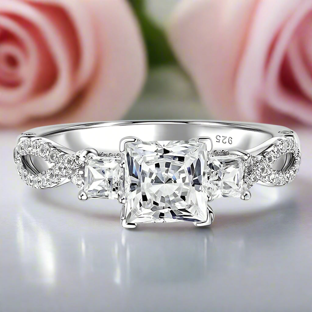 Criss Cross Princess Cut Diamond Engagement Ring-Black Diamonds New York