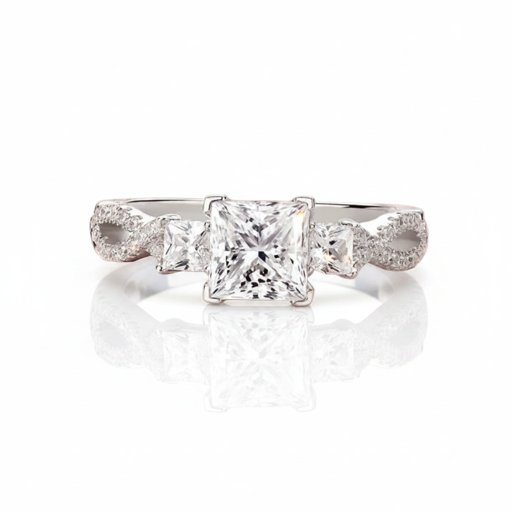 Criss Cross Princess Cut Diamond Option Engagement Ring-Black Diamonds New York